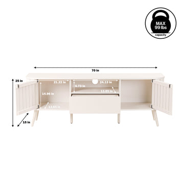 Damien 70 in. Farmhouse Curved TV Stand with Drawer and Storage Doors Fits TVs up to 75 in. with Cable Management